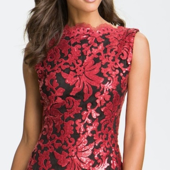 Tadashi Shoji Sleeveless Sequin Lace Sheath Pencil Midi Dress Size 2 / 4 - Picture 5 of 16